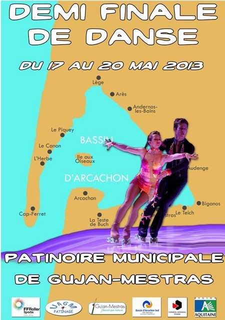 Planificación de la semifinal individual y de pareja de baile en Gujan-mestras (Francia)