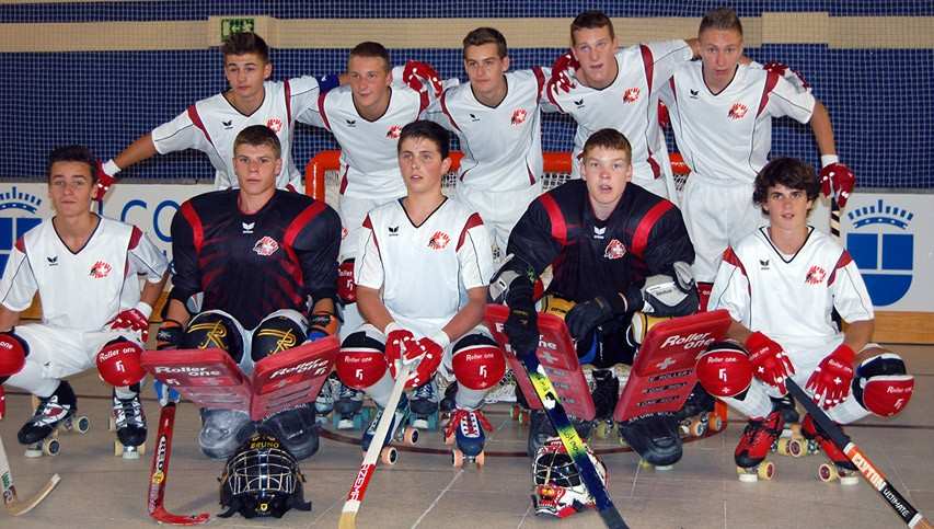 El equipo suizo de hockey sobre patines para U17 en el Campeonato Europeo