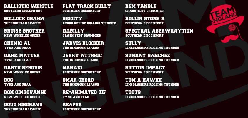 Composición del equipo de roller-derby hombres de inglaterra