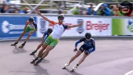 Campeonato de Europa de patinaje de velocidad : final del 500 seniores hombres